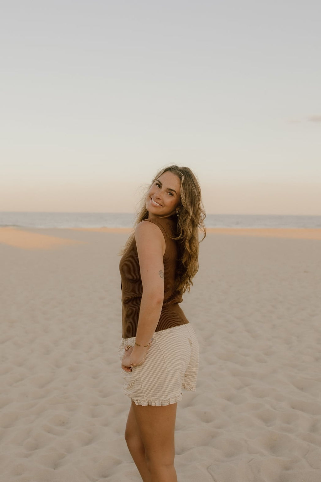 Ribbed Knit V-Neck Button Up Vest