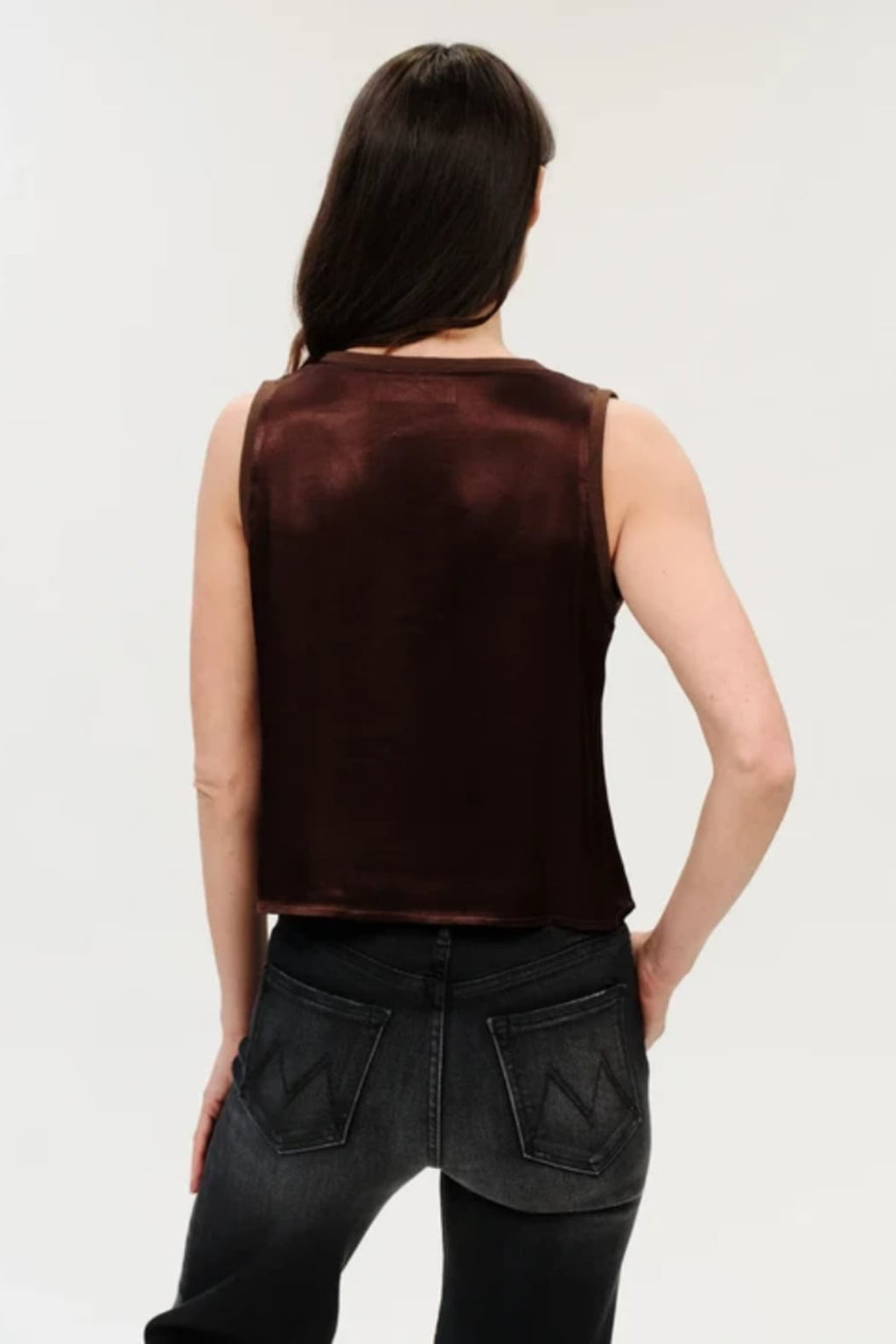 Rossa Satin Tank Top in Espresso