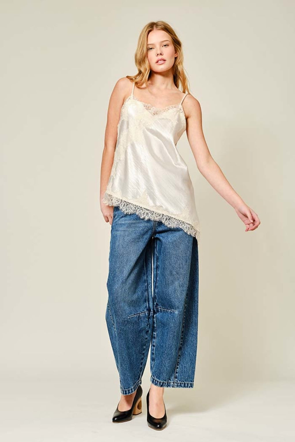 Satin Lace Asymmetrical Cami