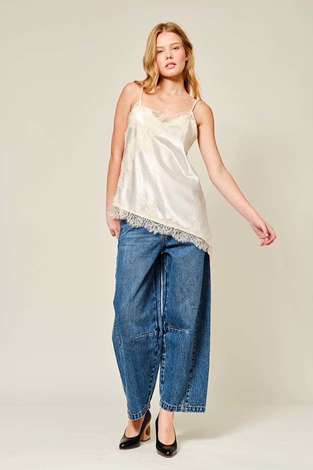 Satin Lace Asymmetrical Cami