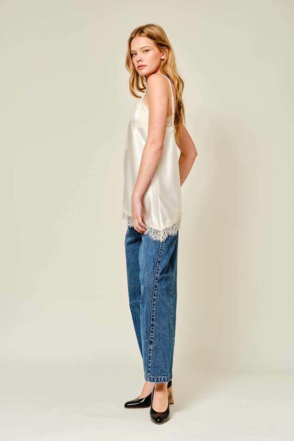 Satin Lace Asymmetrical Cami