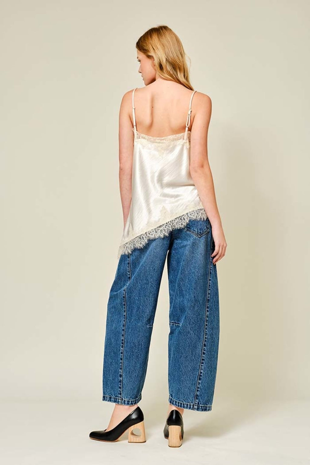 Satin Lace Asymmetrical Cami