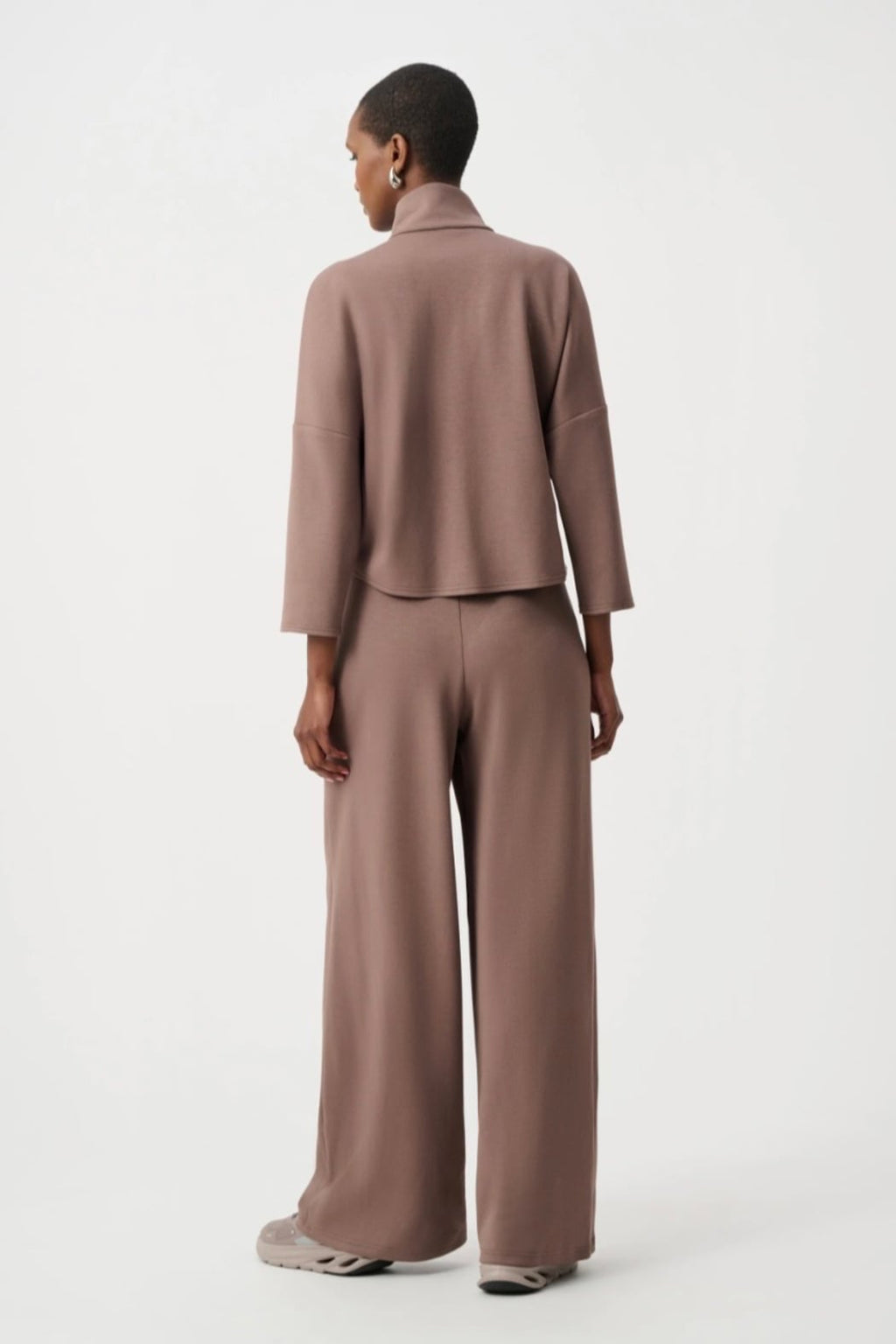 Scuba Jersey Mock-Neck Wide Leg Jumpsuit