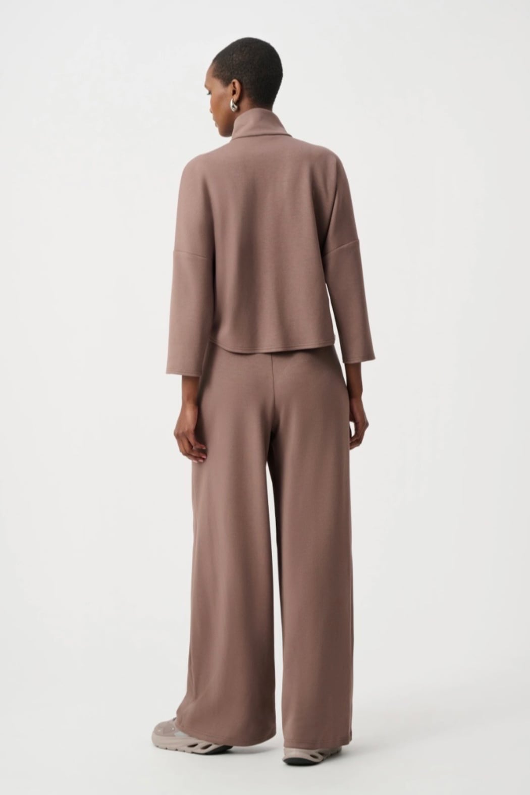 Scuba Jersey Mock-Neck Wide Leg Jumpsuit