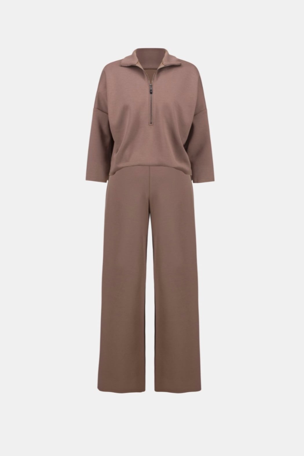 Scuba Jersey Mock-Neck Wide Leg Jumpsuit