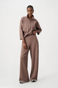 Scuba Jersey Mock-Neck Wide Leg Jumpsuit