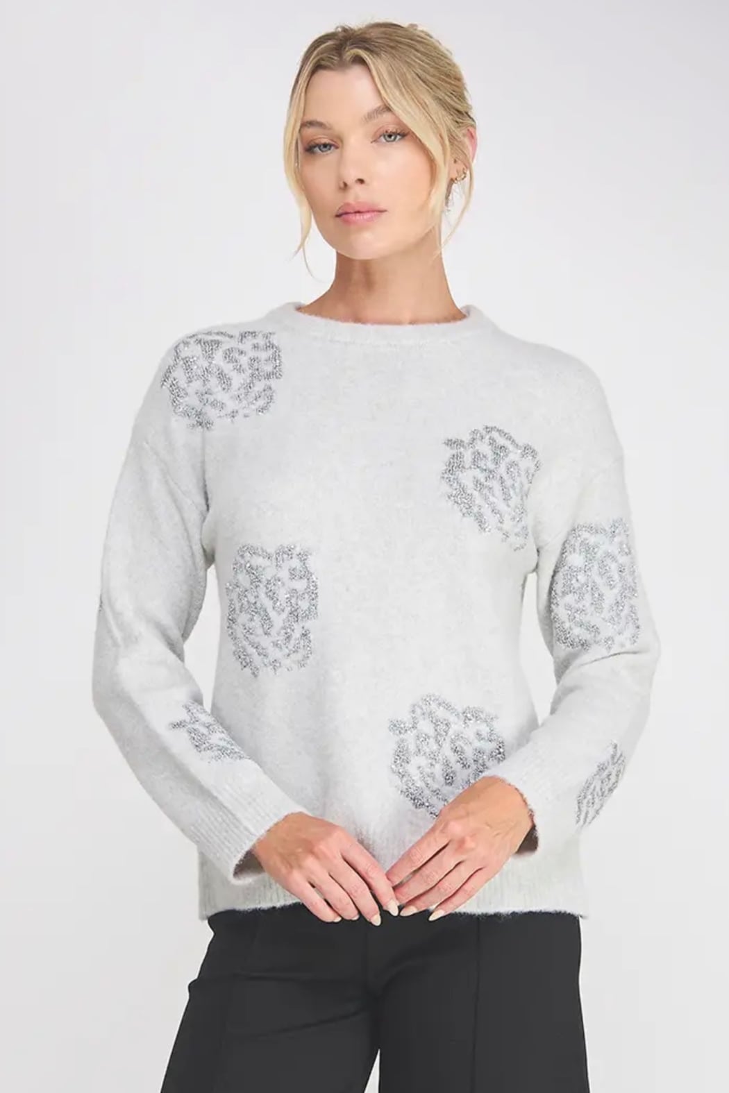 SEQUIN ROSE SWEATER