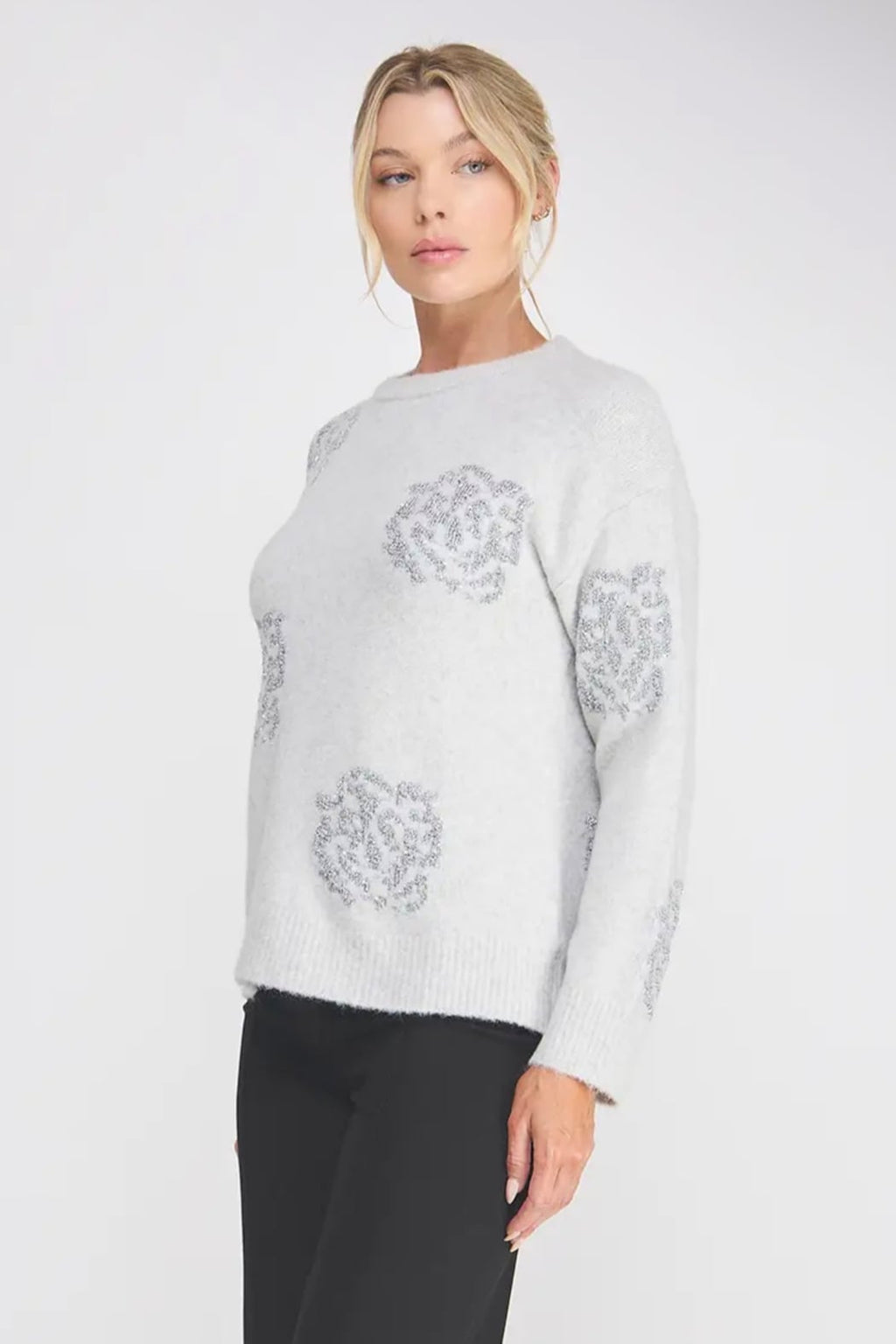 SEQUIN ROSE SWEATER