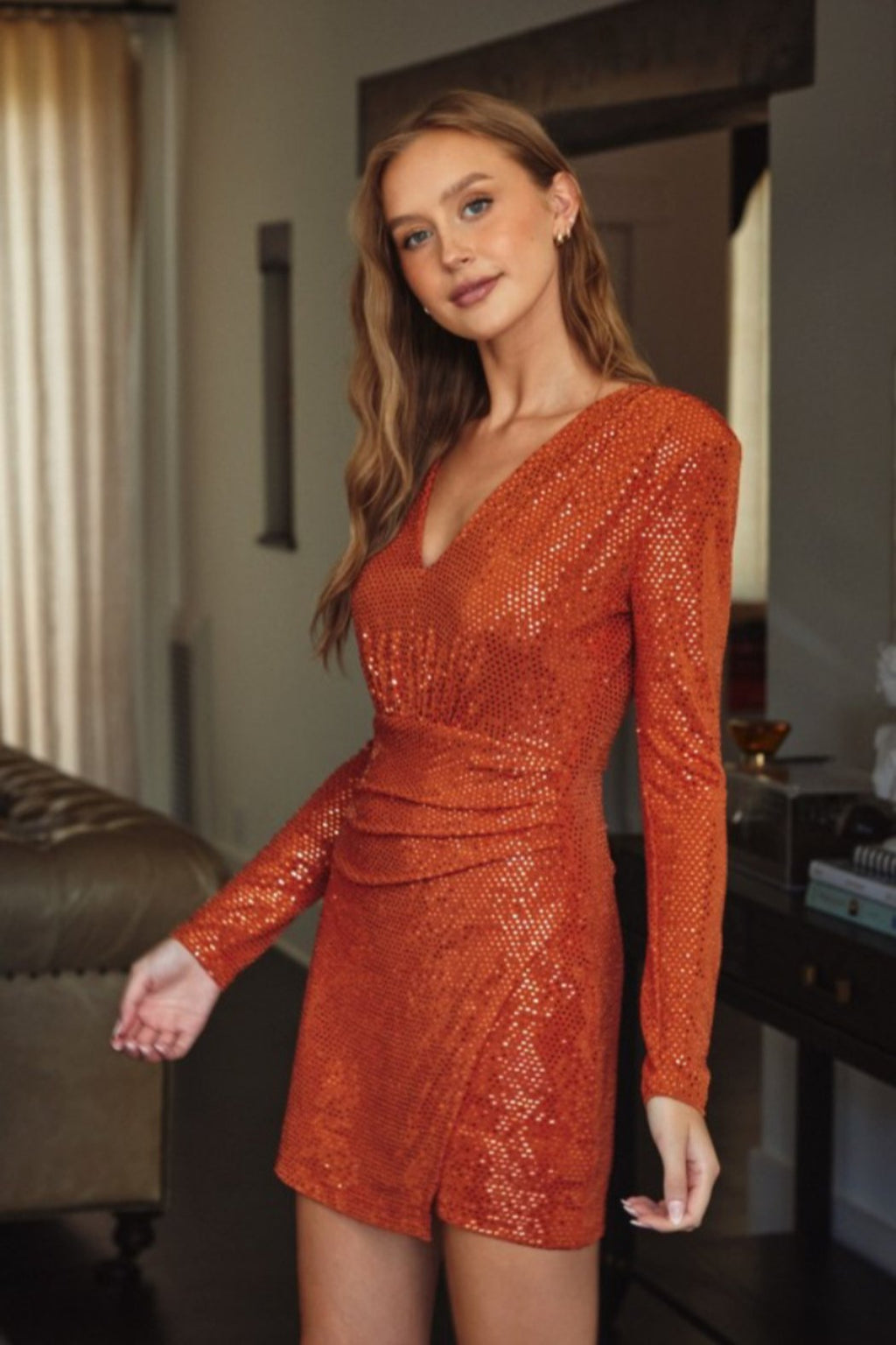 Shimmer Wrap Mini Dress