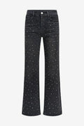 Silver Studded Straight Leg Black Denim