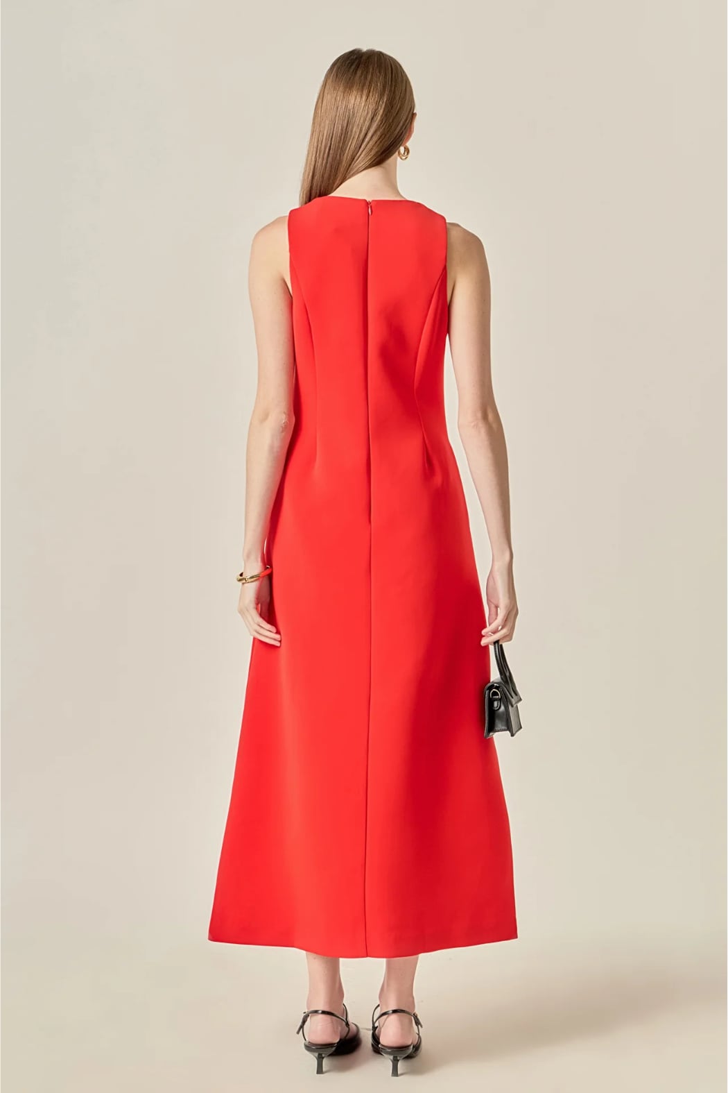 Sleeveless Bow Detail Midi Dress