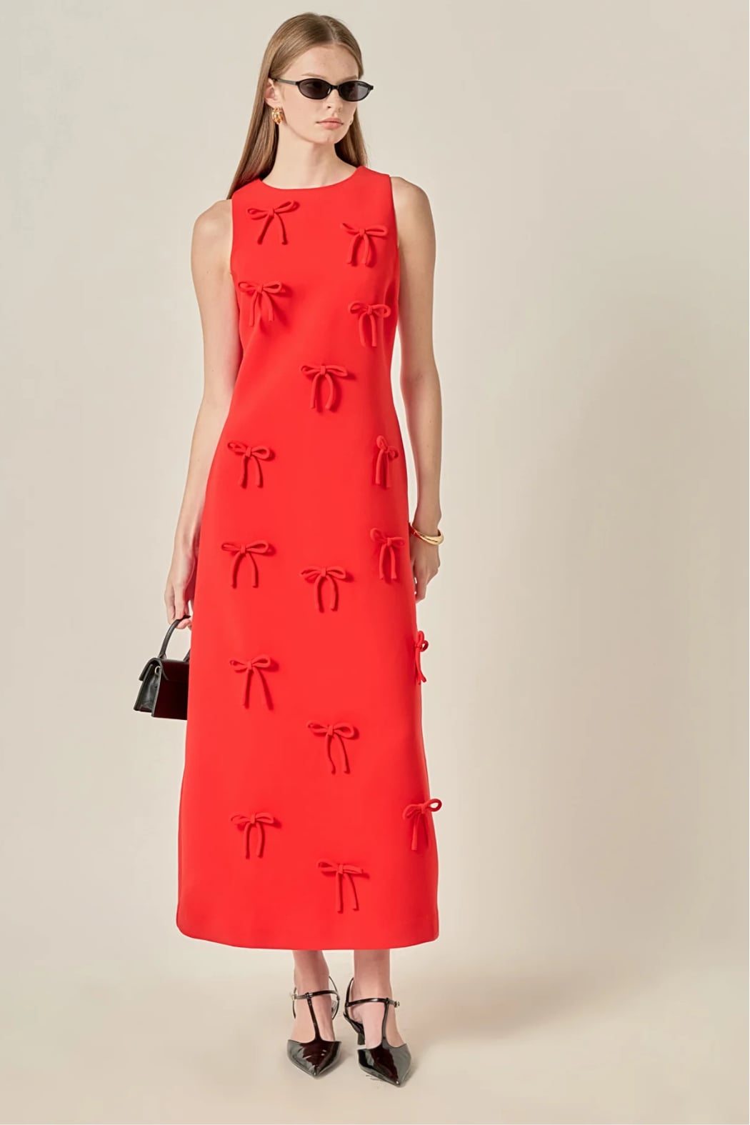 Sleeveless Bow Detail Midi Dress