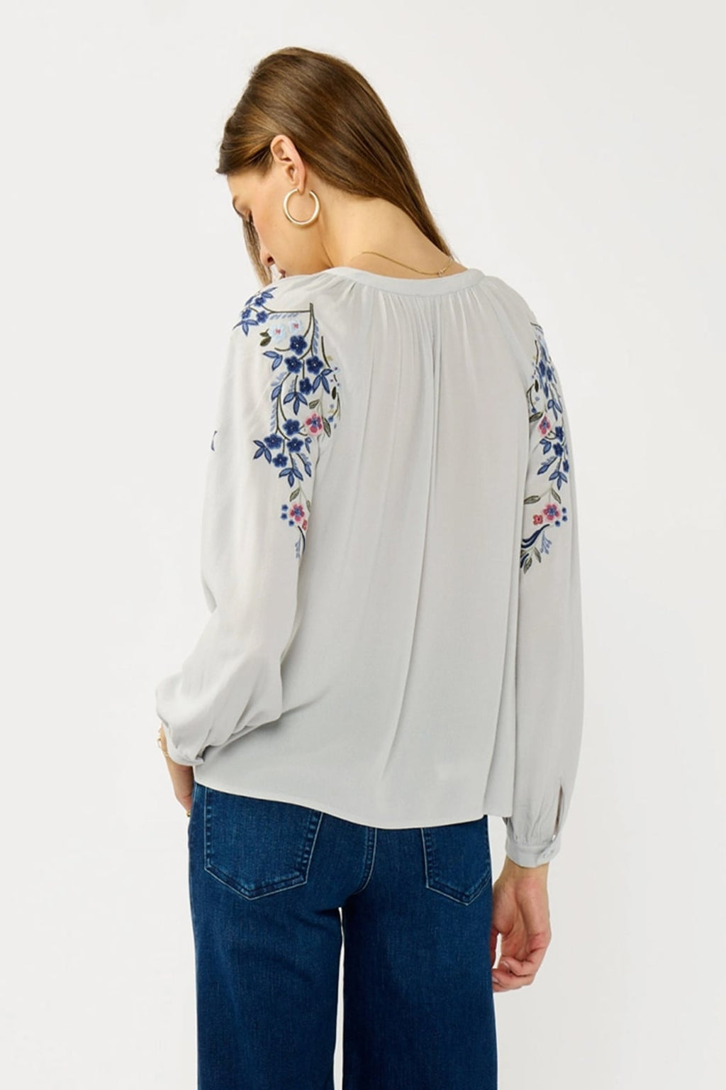 Split-Neck Crepe Blouse