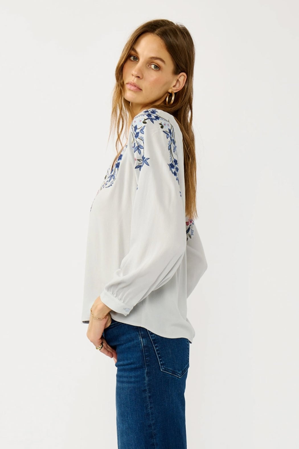 Split-Neck Crepe Blouse
