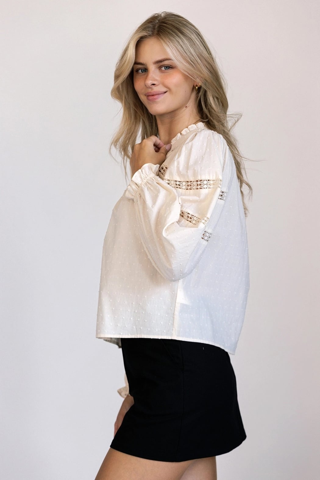 Swiss Dot Long Sleeve Blouse