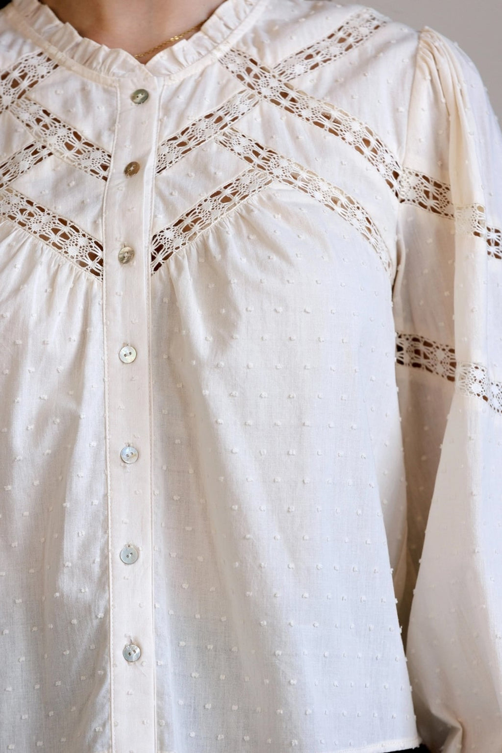 Swiss Dot Long Sleeve Blouse