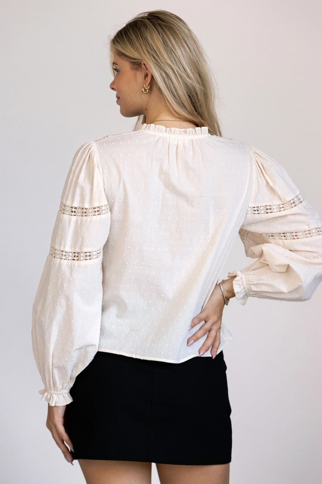 Swiss Dot Long Sleeve Blouse