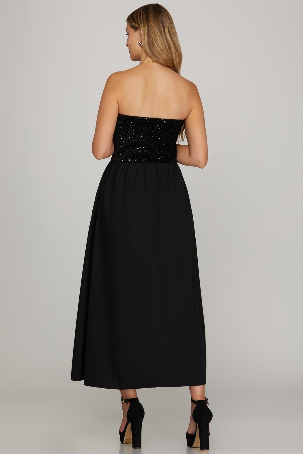 Strapless Sequin Top Maxi Dress