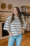 Stripe Cuff Sleeve Oversized Knit Top