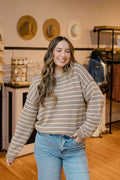 Striped Drop Shoulder Crew Neck Sweater