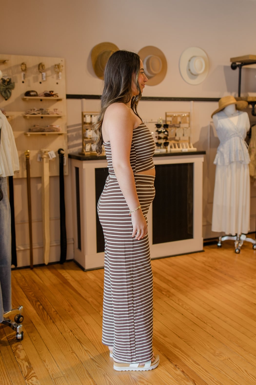 Striped Knit Wide Leg Pants