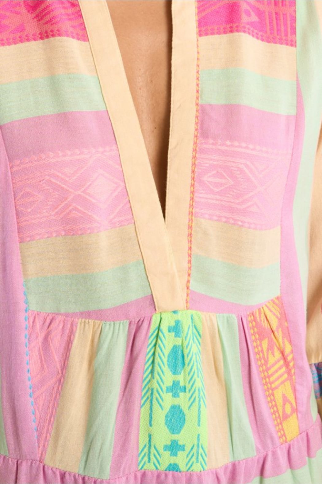Striped Pastel V-Neck Kaftan Dress