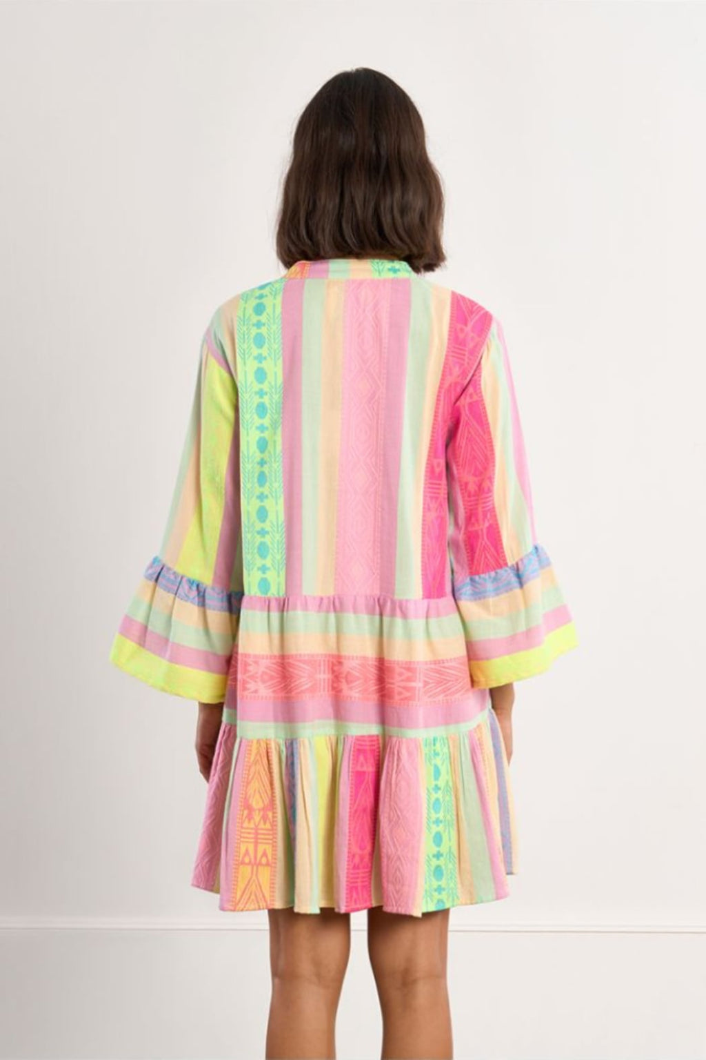 Striped Pastel V-Neck Kaftan Dress