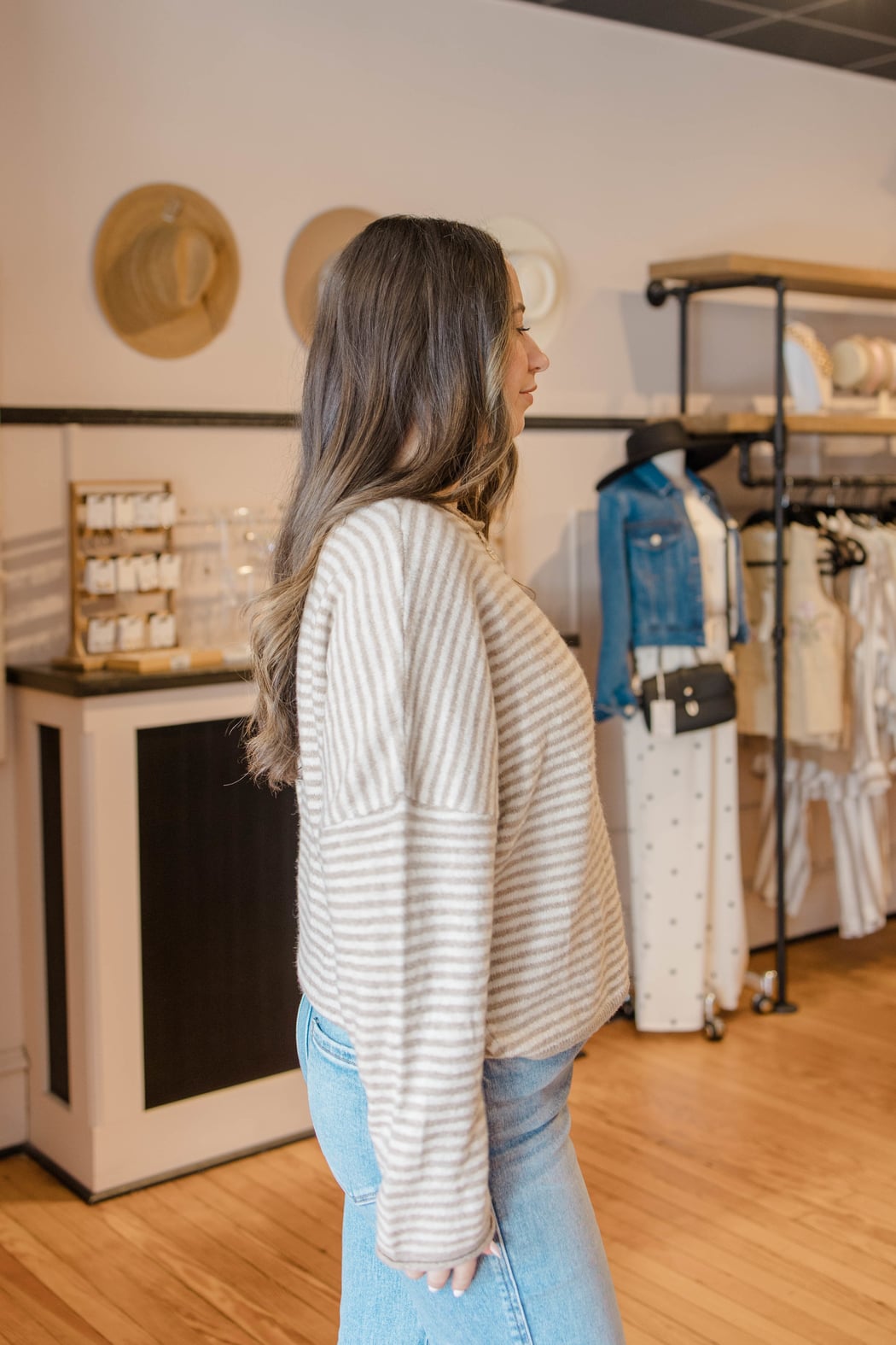 Striped Raw Edge Knit Cardigan