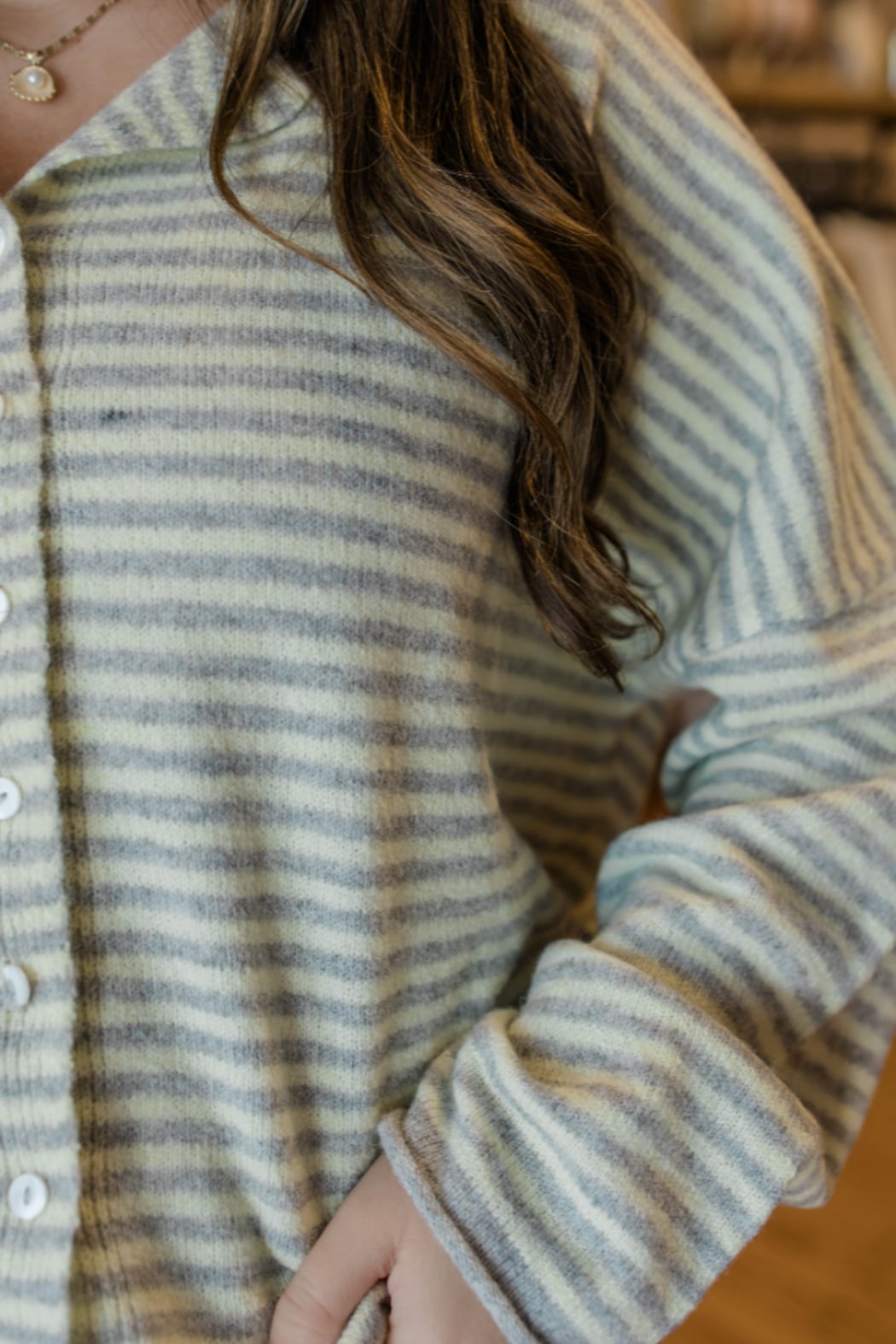 Striped Raw Edge Knit Cardigan