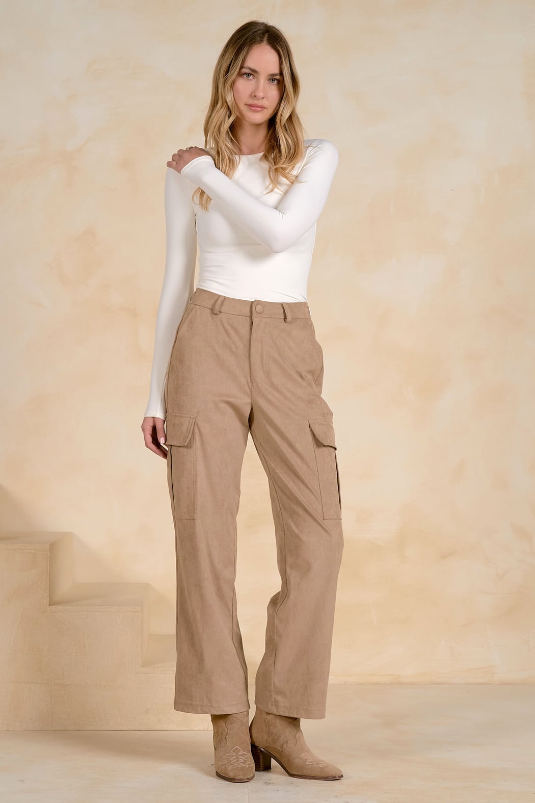 Suede Cargo Pants