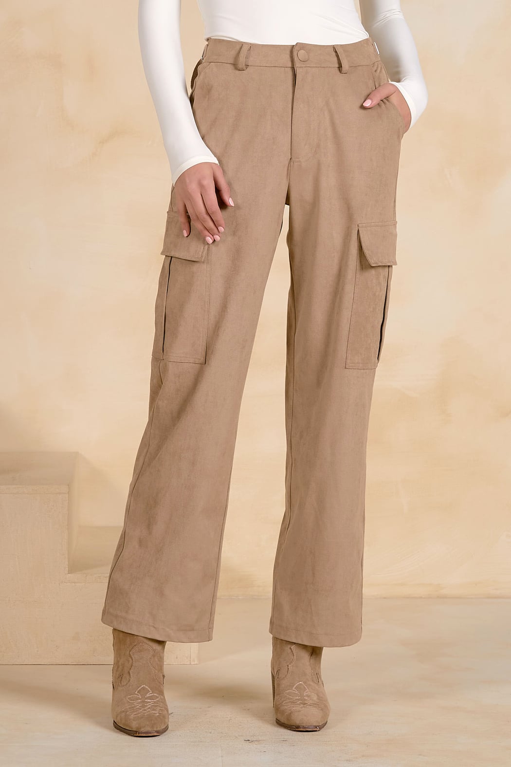 Suede Cargo Pants