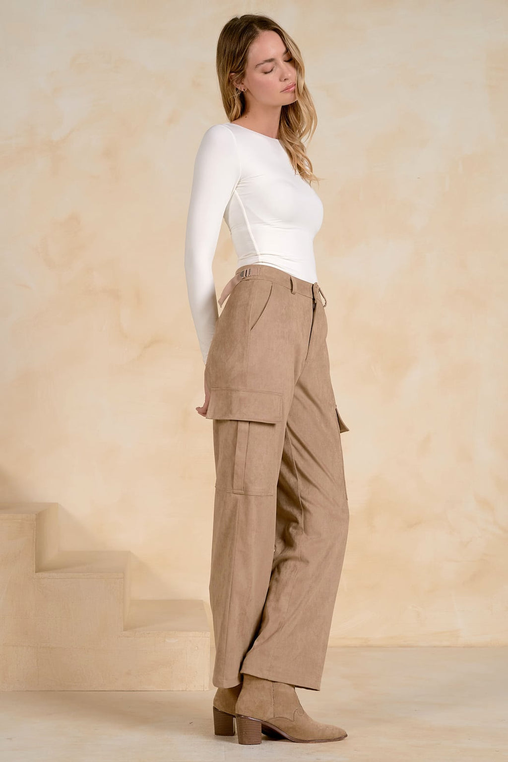 Suede Cargo Pants