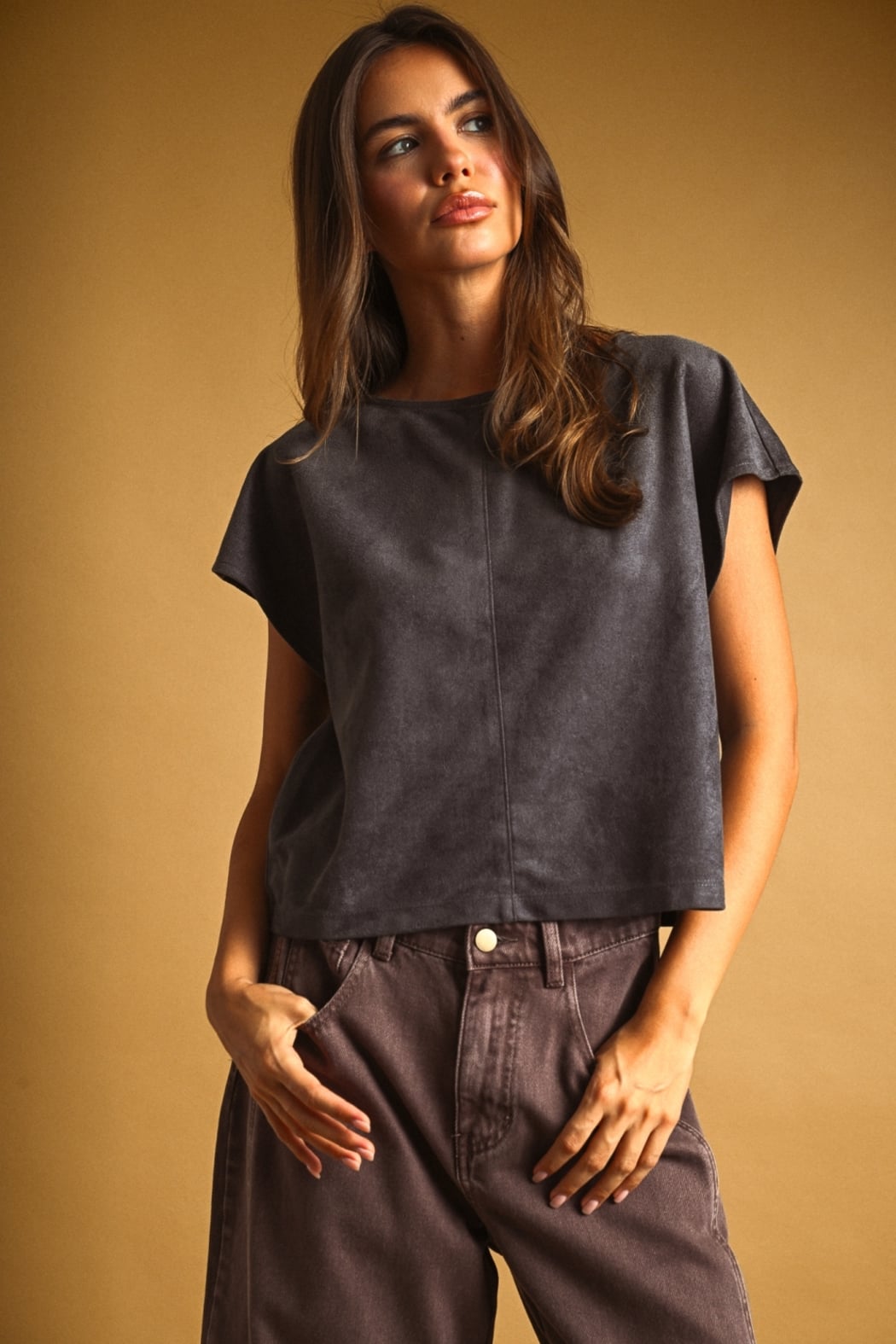 Suede Crop Top