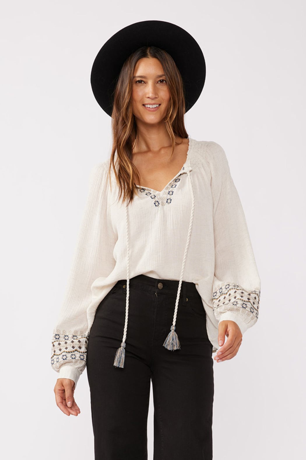 Tassel Tie Boho Blouse