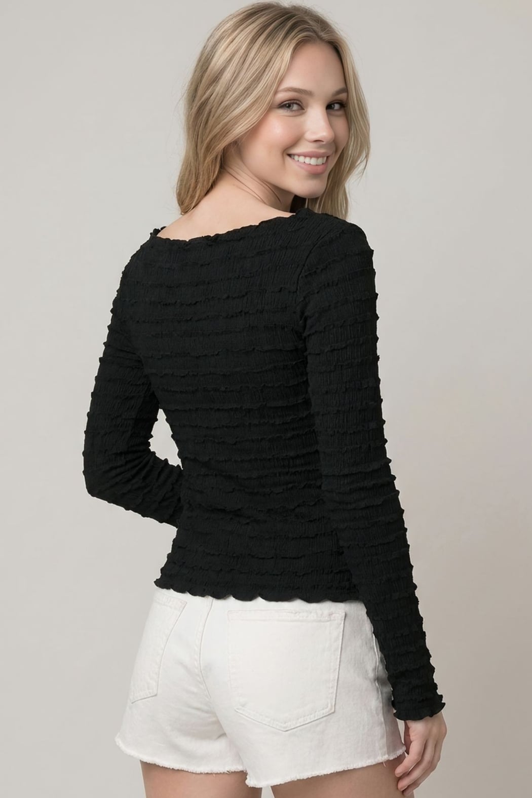 Textured Long Sleeve Top