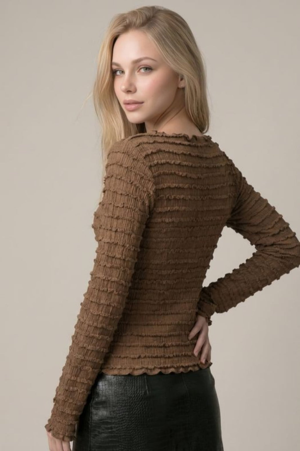 Textured Long Sleeve Top