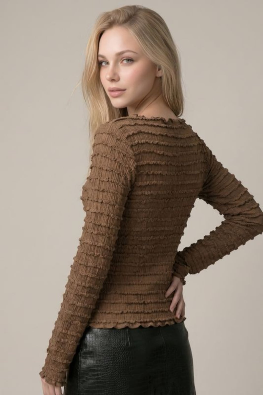Textured Long Sleeve Top