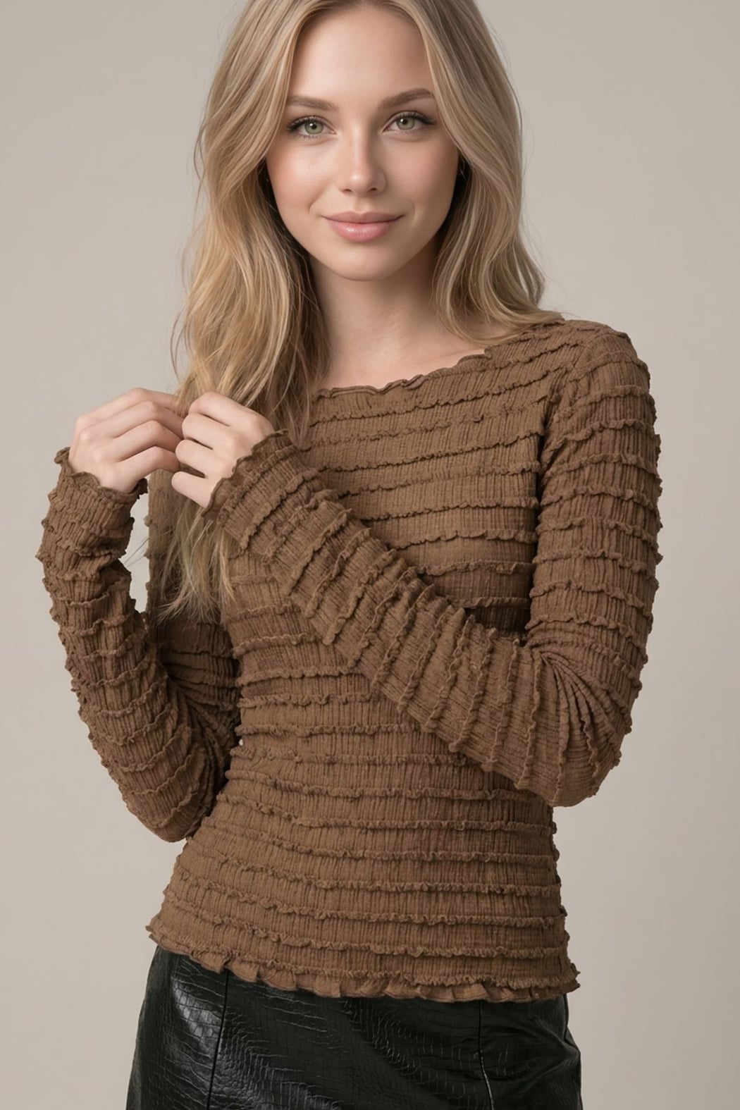 Textured Long Sleeve Top