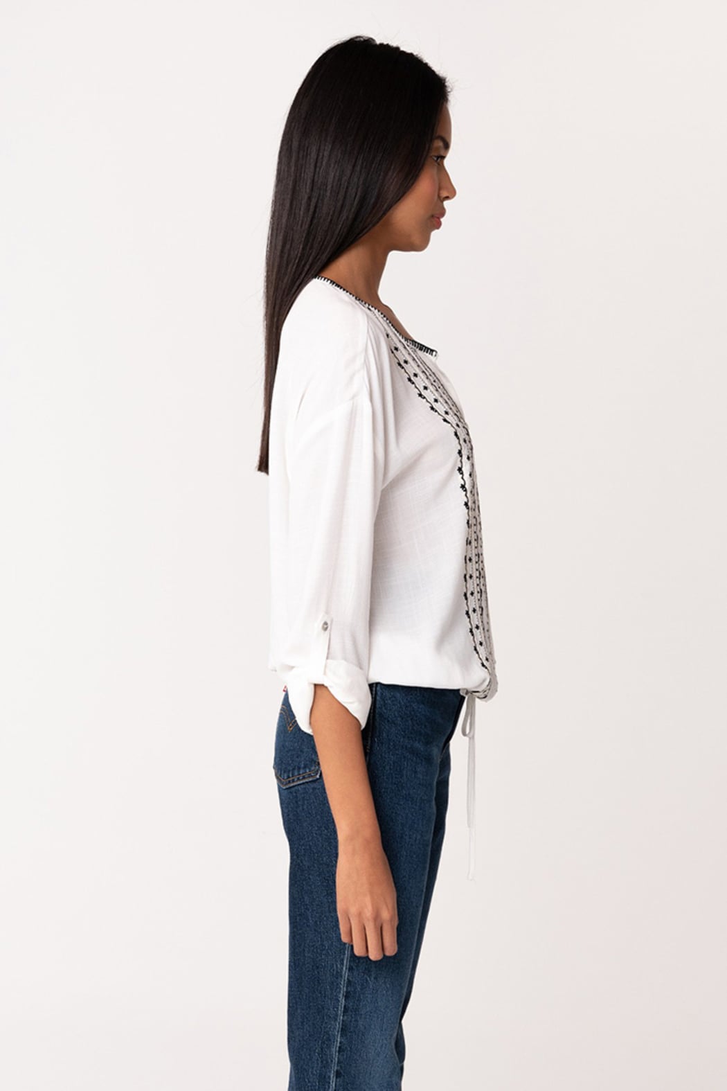 Tie-Hem Button Front Blouse
