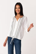 Tie-Hem Button Front Blouse