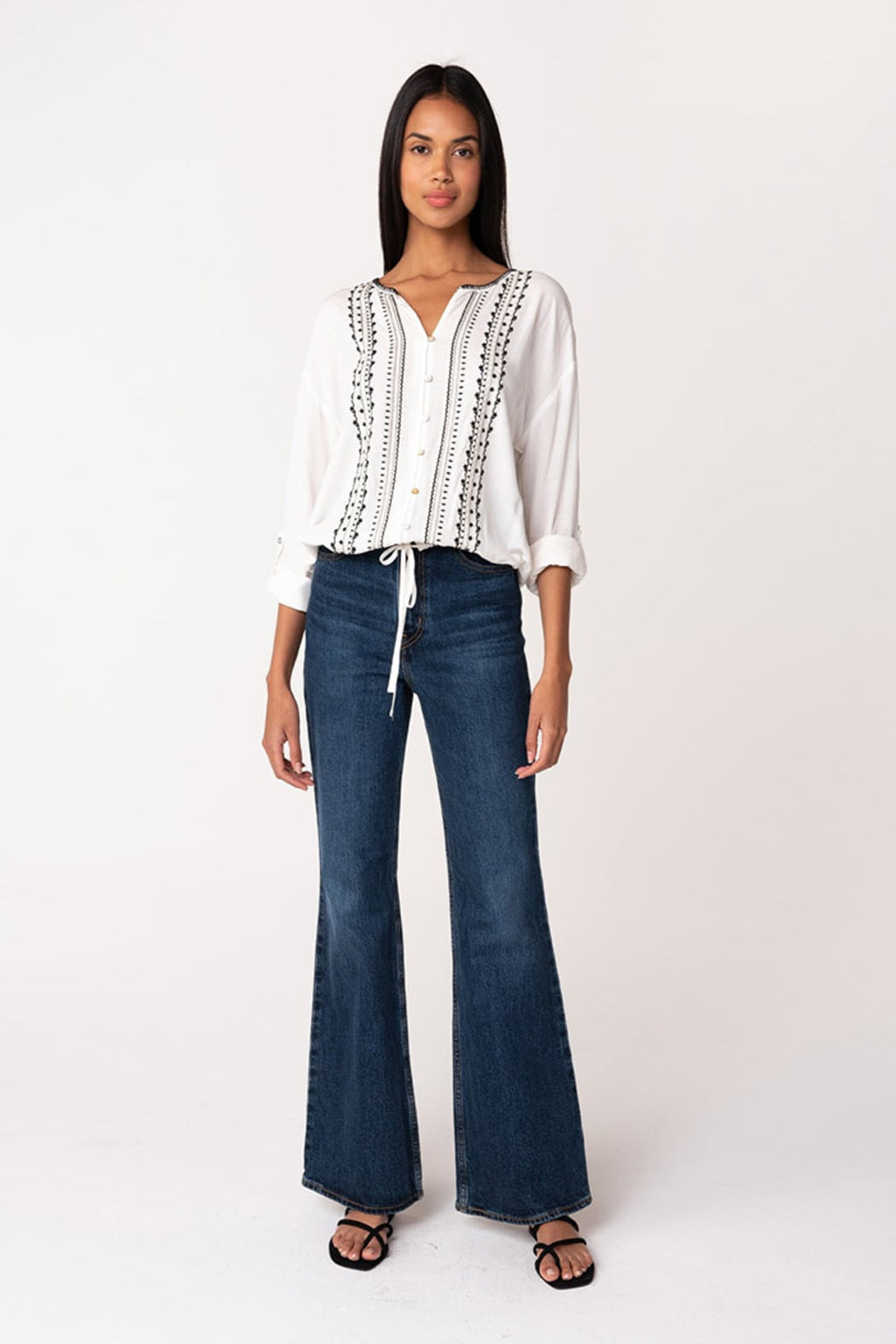 Tie-Hem Button Front Blouse