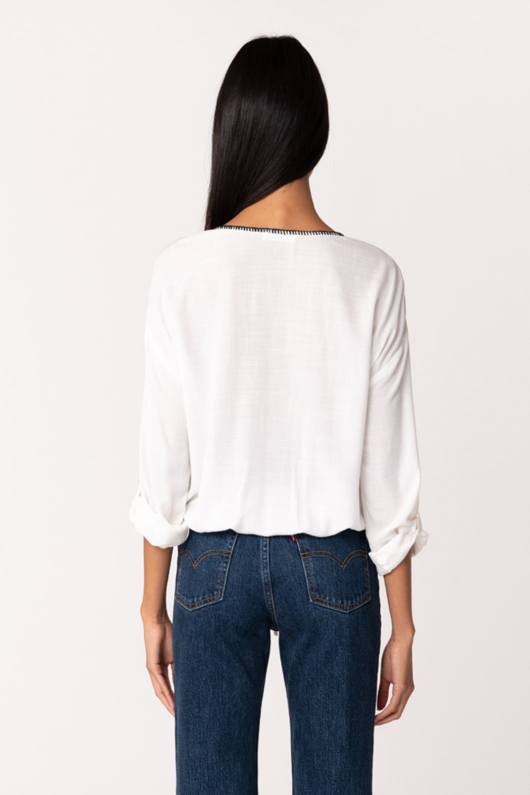 Tie-Hem Button Front Blouse