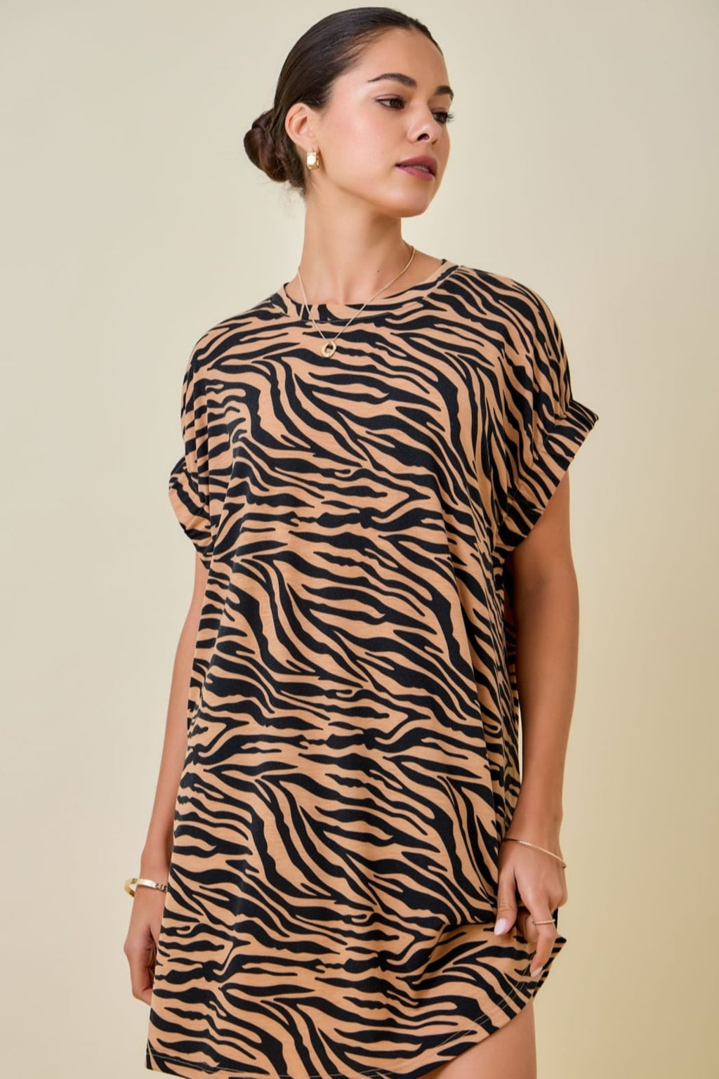 Tiger Print Mini T-Shirt Dress