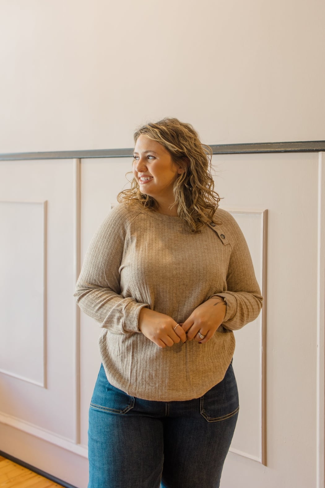 Tortoise Button Comfy Long Sleeve Sweater