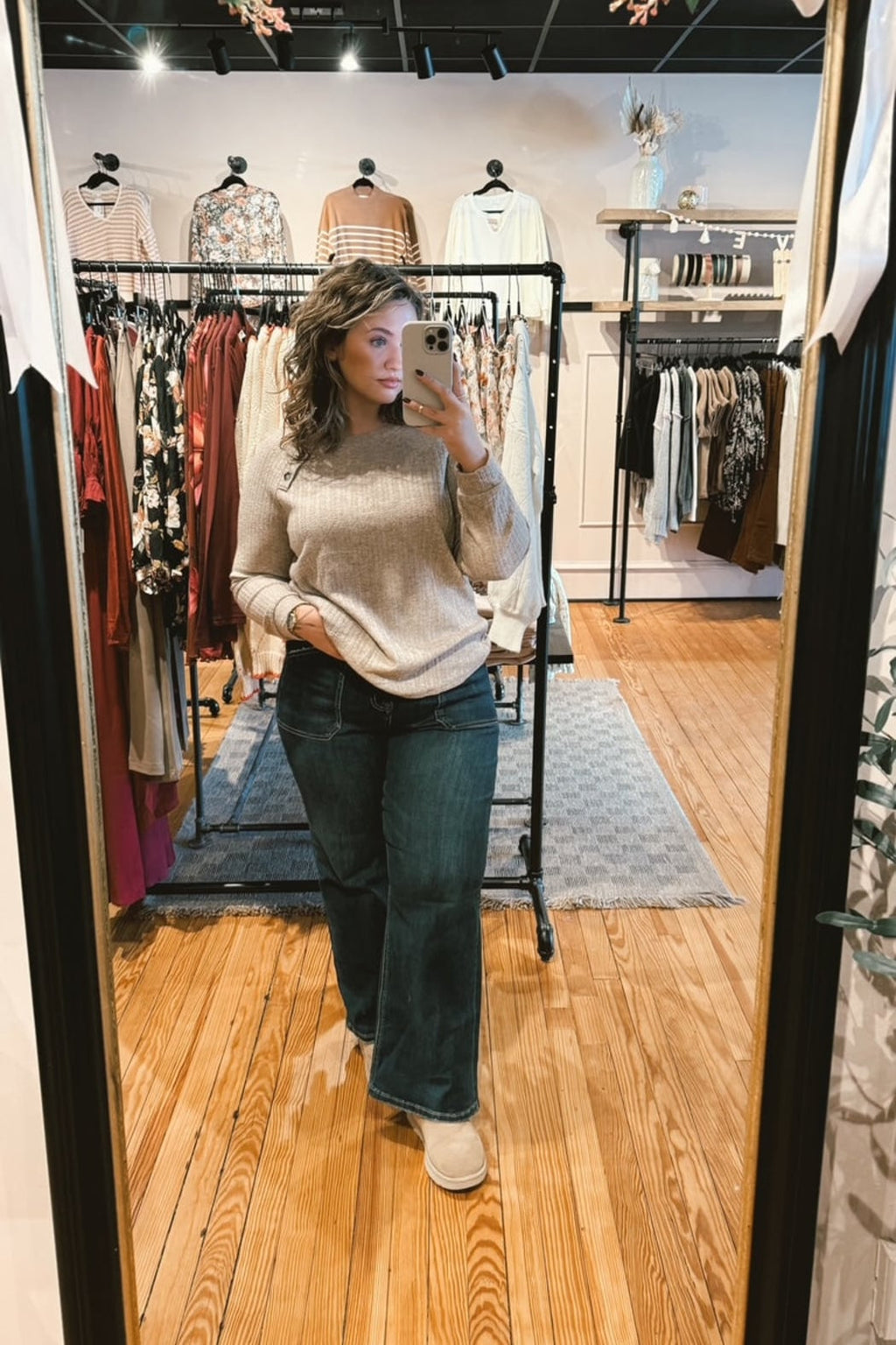 Tortoise Button Comfy Long Sleeve Sweater