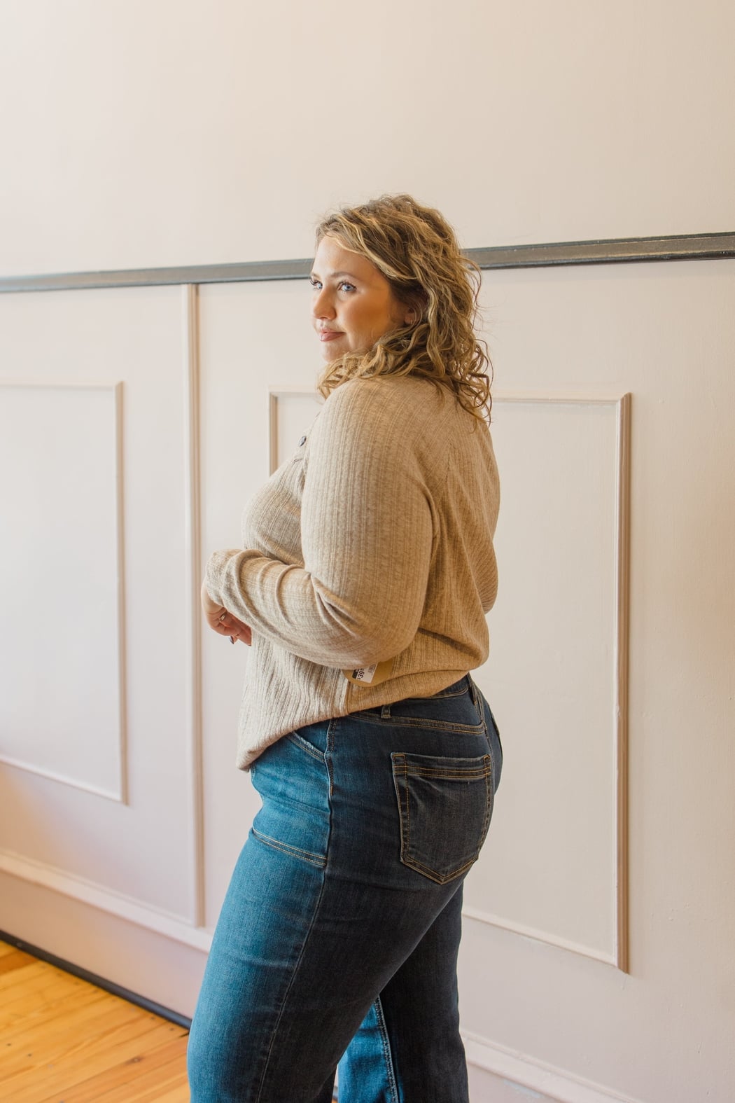 Tortoise Button Comfy Long Sleeve Sweater