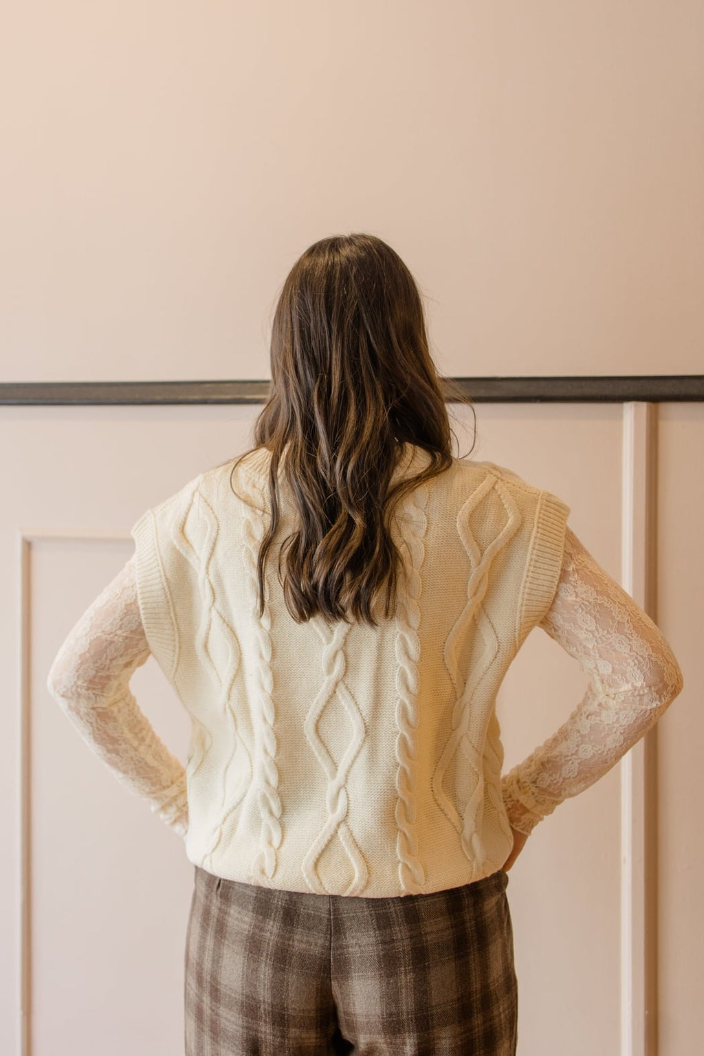 V-Neck Cable Knit Sweater Vest