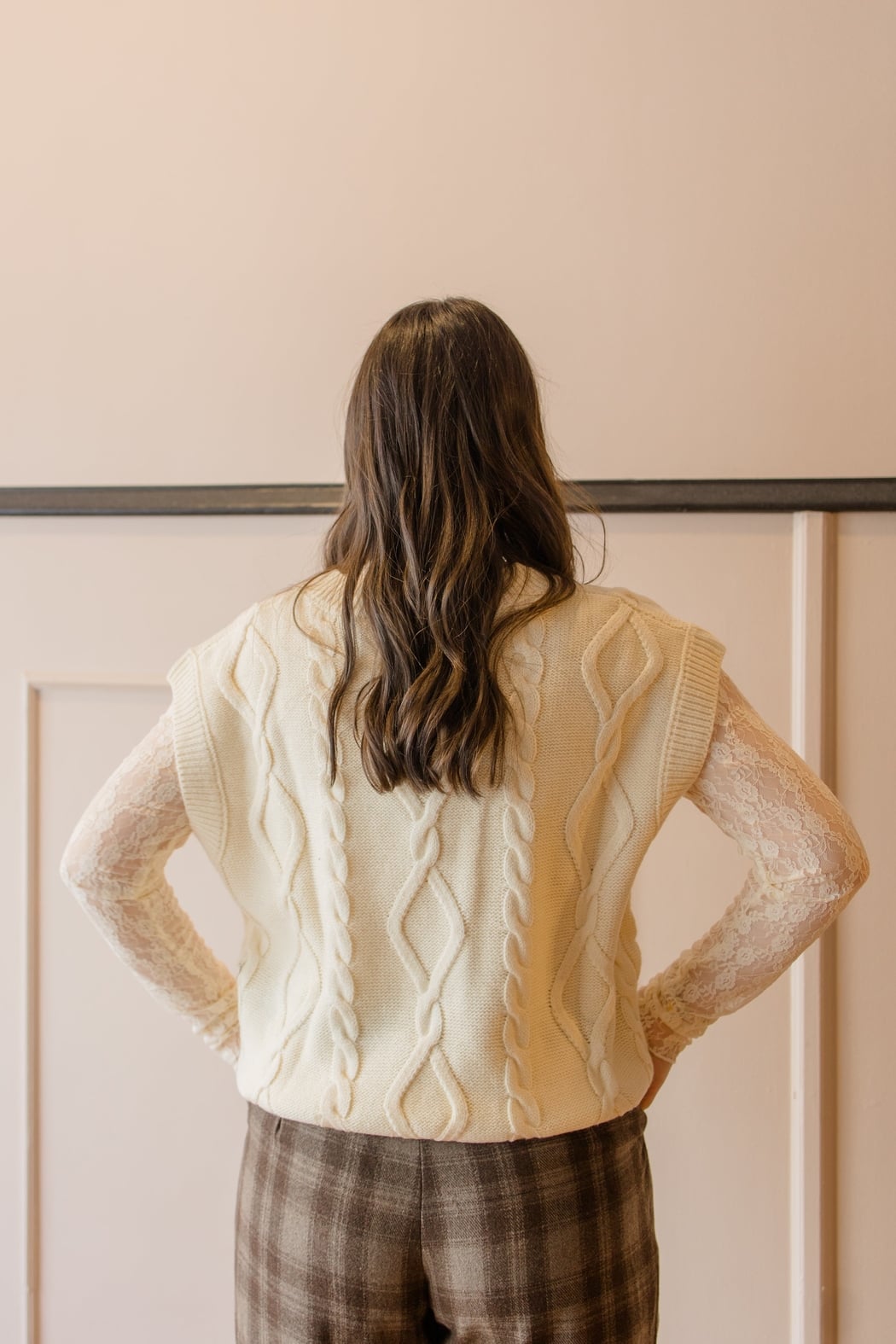 V-Neck Cable Knit Sweater Vest