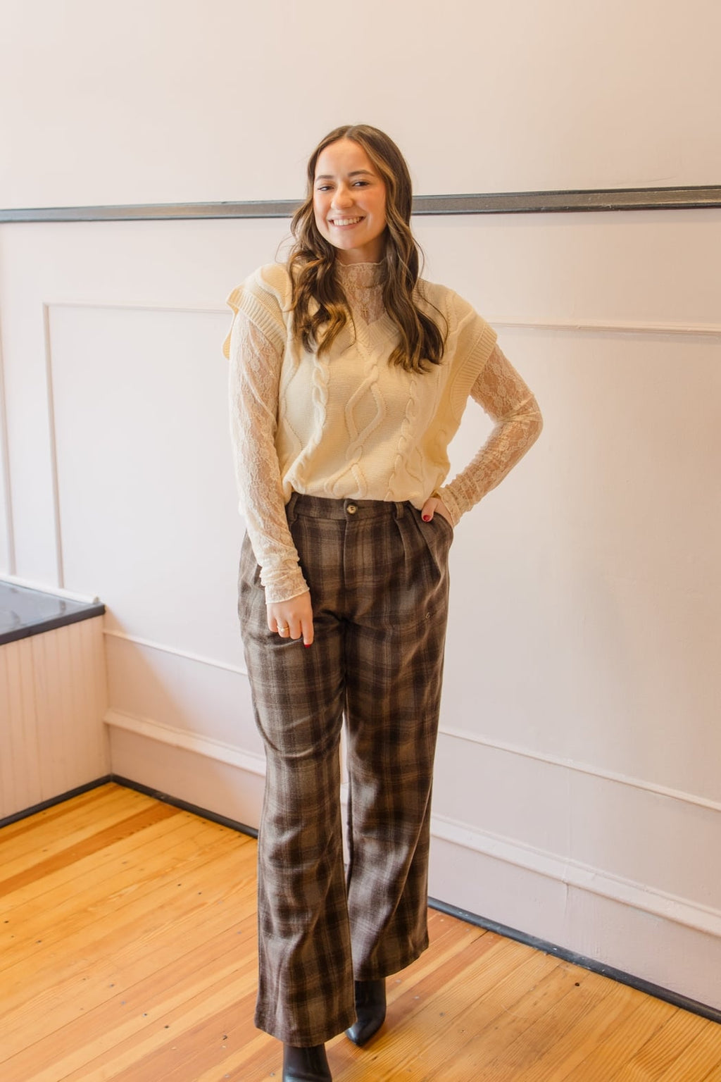 Wide Leg Plaid Pants