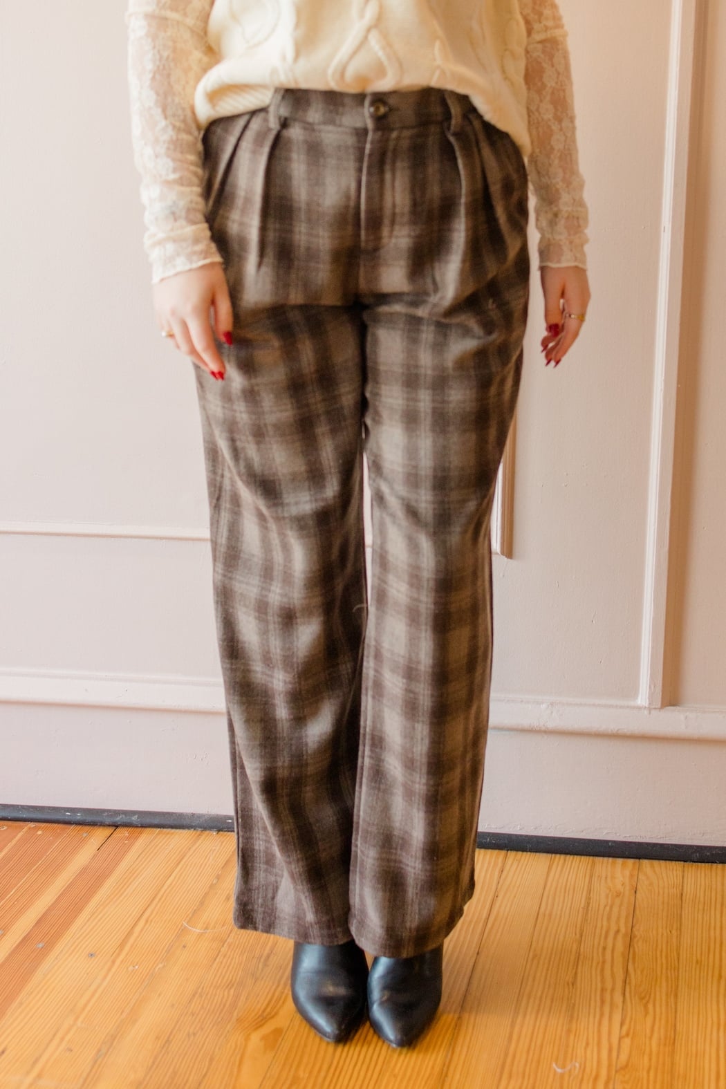 Wide Leg Plaid Pants